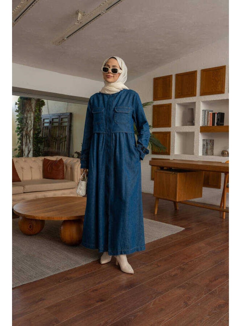Neways Koyu Mavi Denim Trençkot