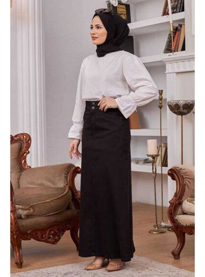 Neways Siyah Denim Klasik Etek