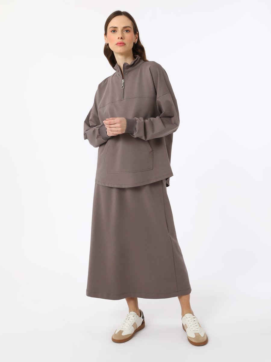 Benin Vizon Yumuşak Dokulu Pamuklu Sweatshirt & Etek Takım