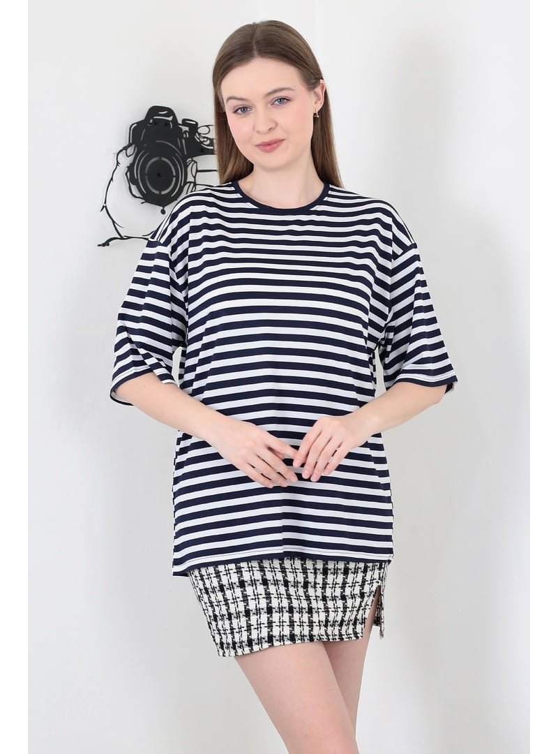 Pelsu Moda Lacivert Kısa Kol Bluz