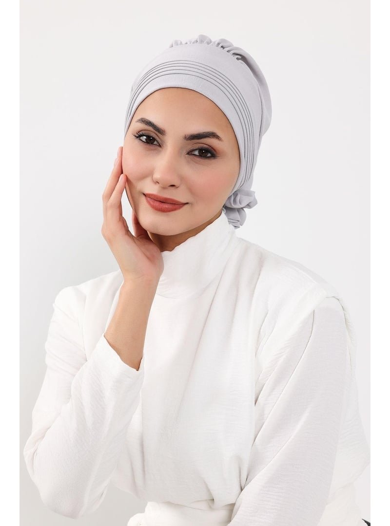 Aisha`s Design 31a Açık Gri Aerobin Kumaş Hazır Türban,ht