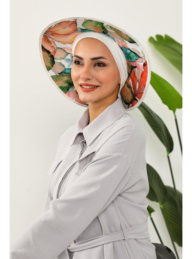 Aisha`s Design Sonbahar Pileli Bone Ve Çıkarılabilir Desenli Şapka,s 8d Krem