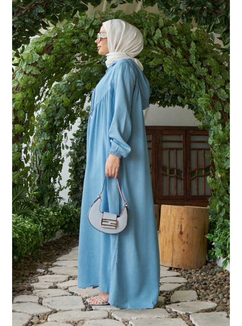 Neways Mavi Brit Düğmeli Denim Ferace