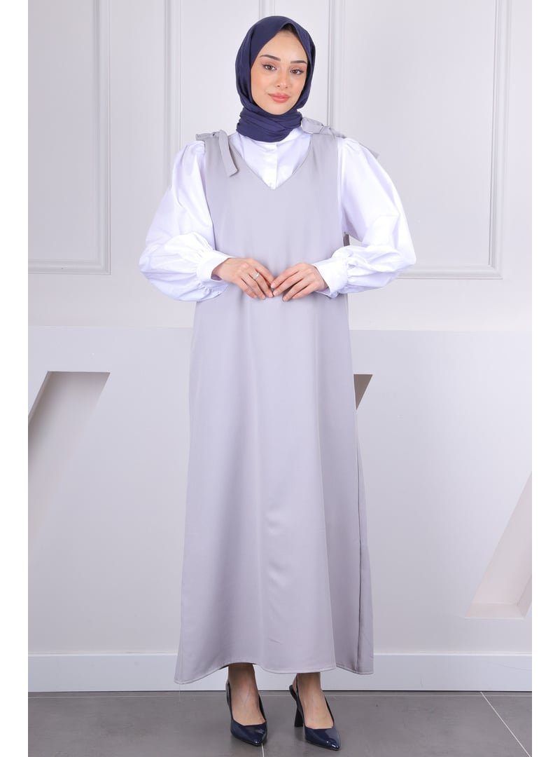 İmaj Butik Gri Omzu Bağlamalı Jile