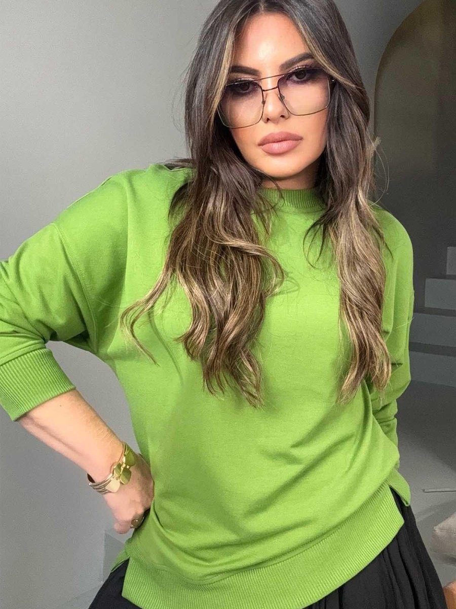 Sohotique By P Fıstık Yeşili Basic Mini Yan Yırtmaçlı Sweatshirt