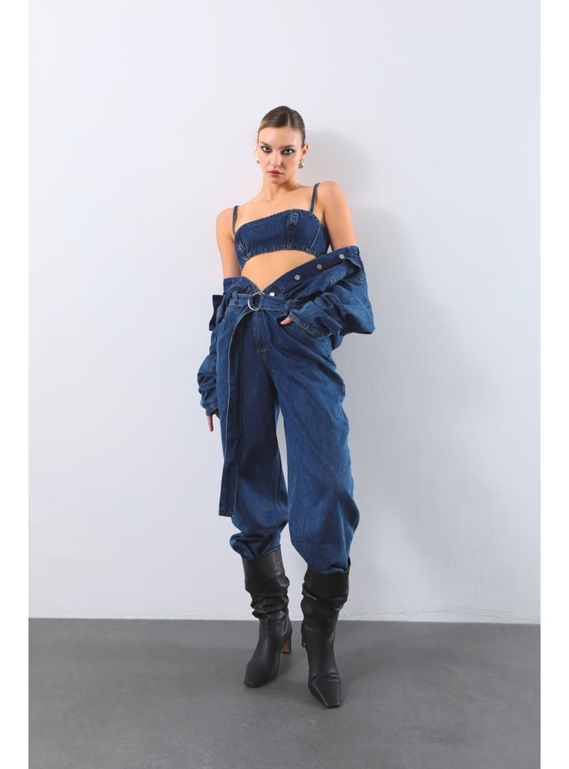 Markapia Koyu Mavi Oversize Jean Tulum