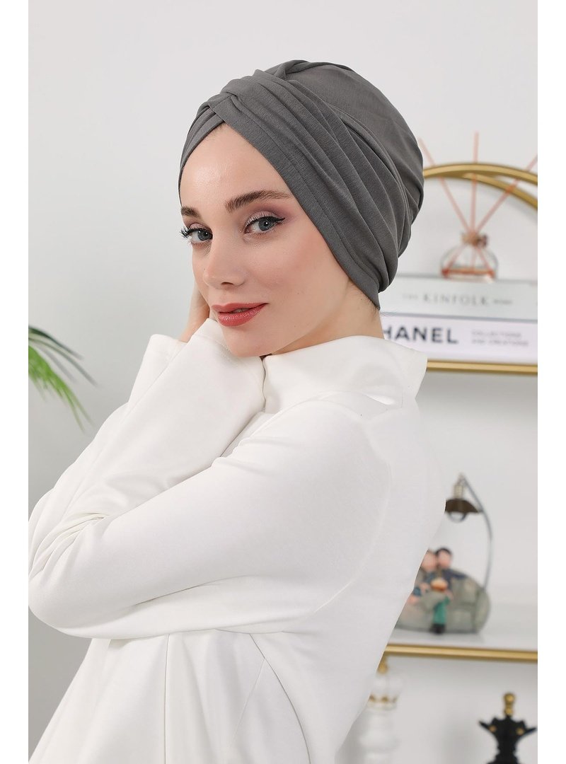 Aisha`s Design 9o Antrasit Dört Mevsim Kullanıma Uygun Mihrace Bone,b