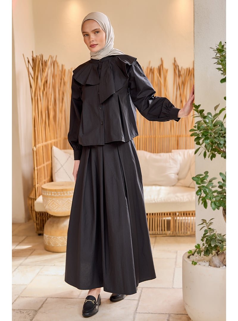 Locco Moda Siyah Etekli Poplin Takım