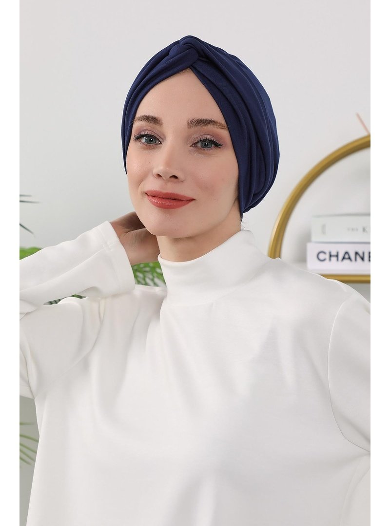 Aisha`s Design 4o Lacivert Dört Mevsim Kullanıma Uygun Mihrace Bone,b