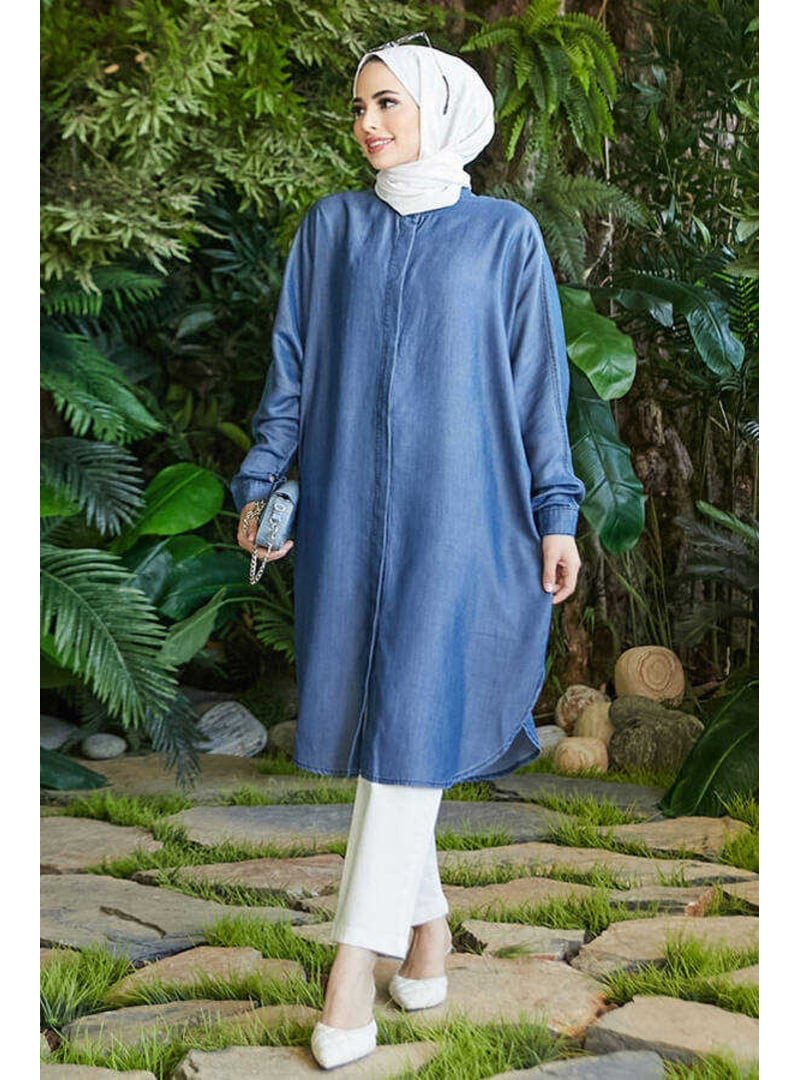 Neways Koyu Mavi Denim Standart Tunik