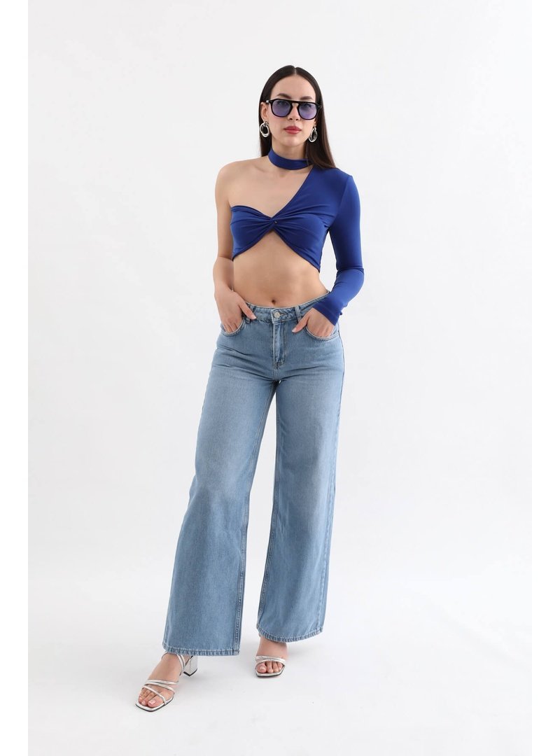 Markapia Mavi Geniş Kesim Jean Pantolon
