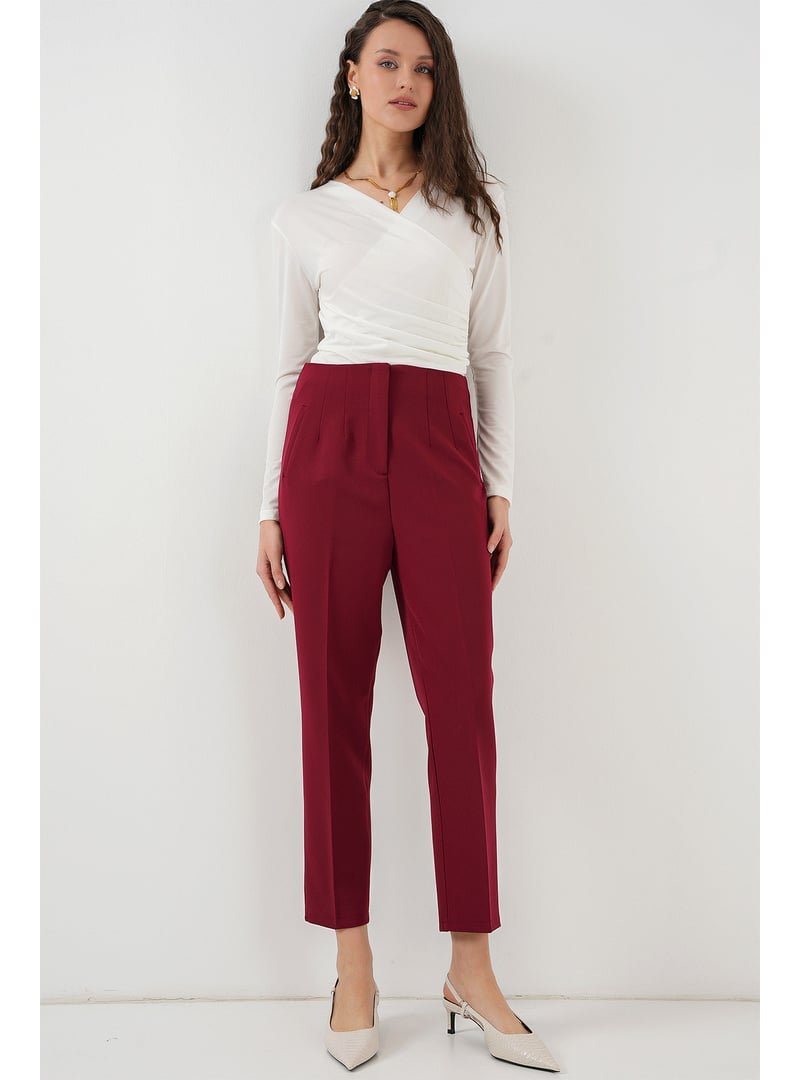 Bigdart Bordo Yüksek Bel Kumaş Pantolon