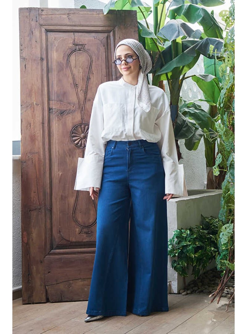 Neways Lacivert Denim Pantolon Etek