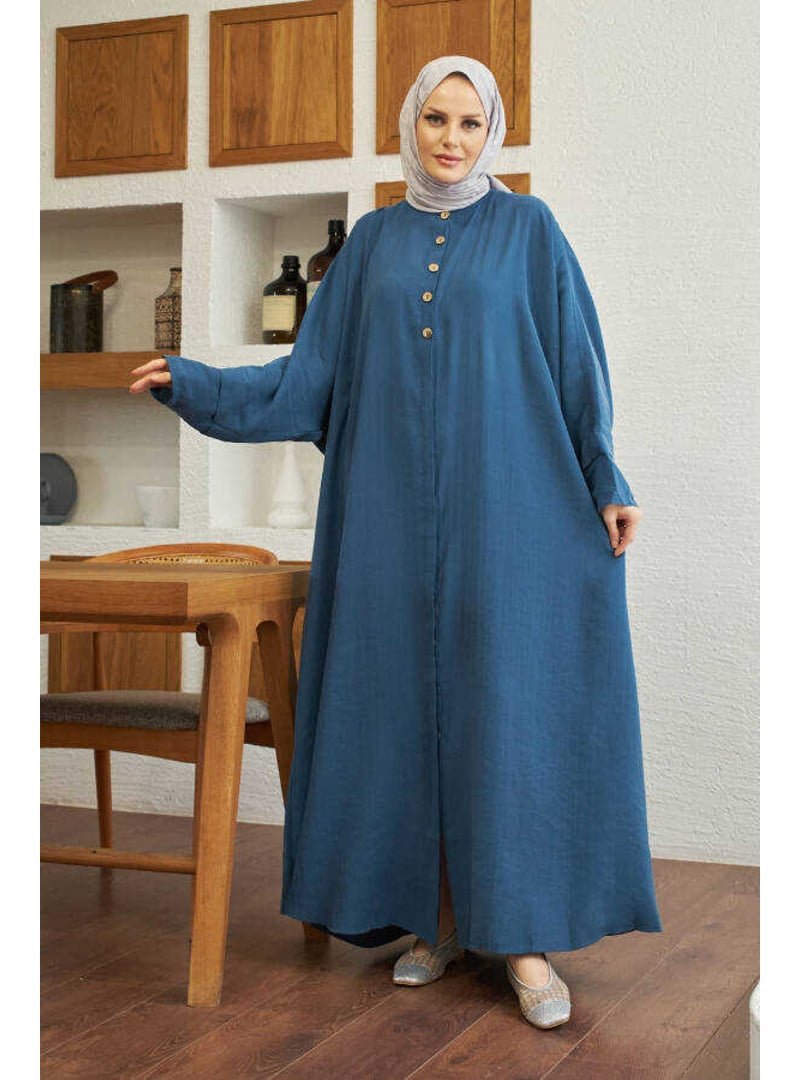 Neways İndigo Modal Süs Düğmeli Abaya