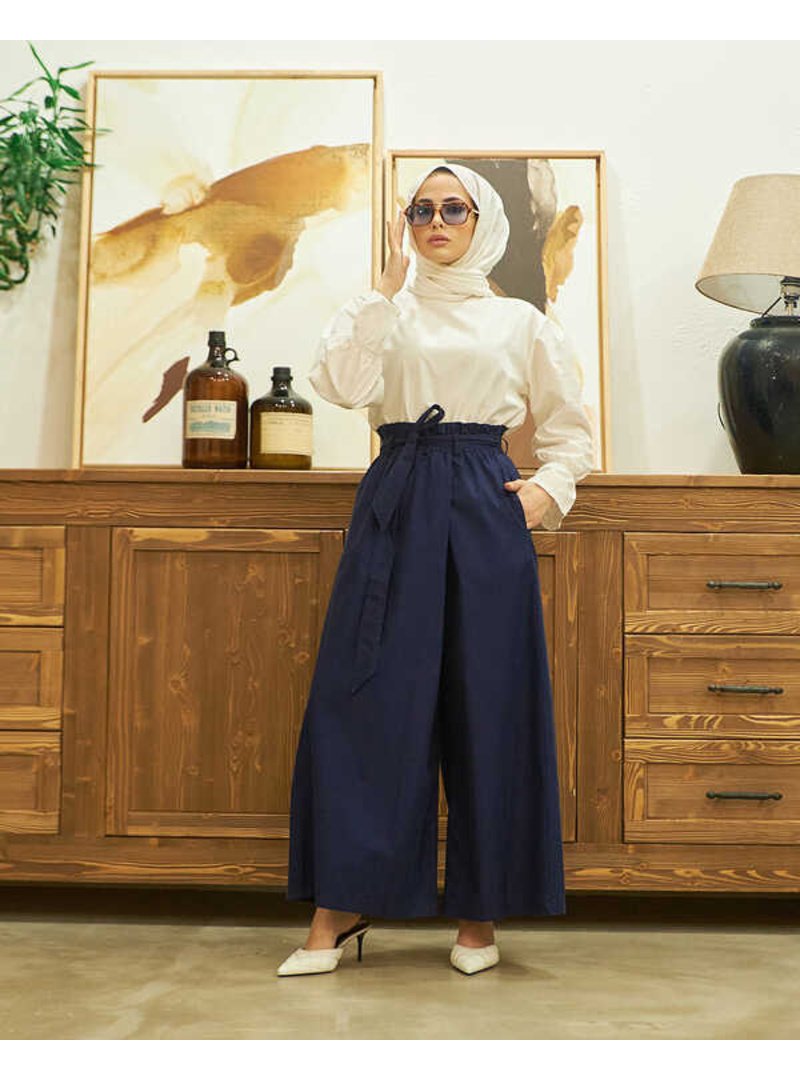 Neways Lacivert Denim Lastikli Pantolon Etek