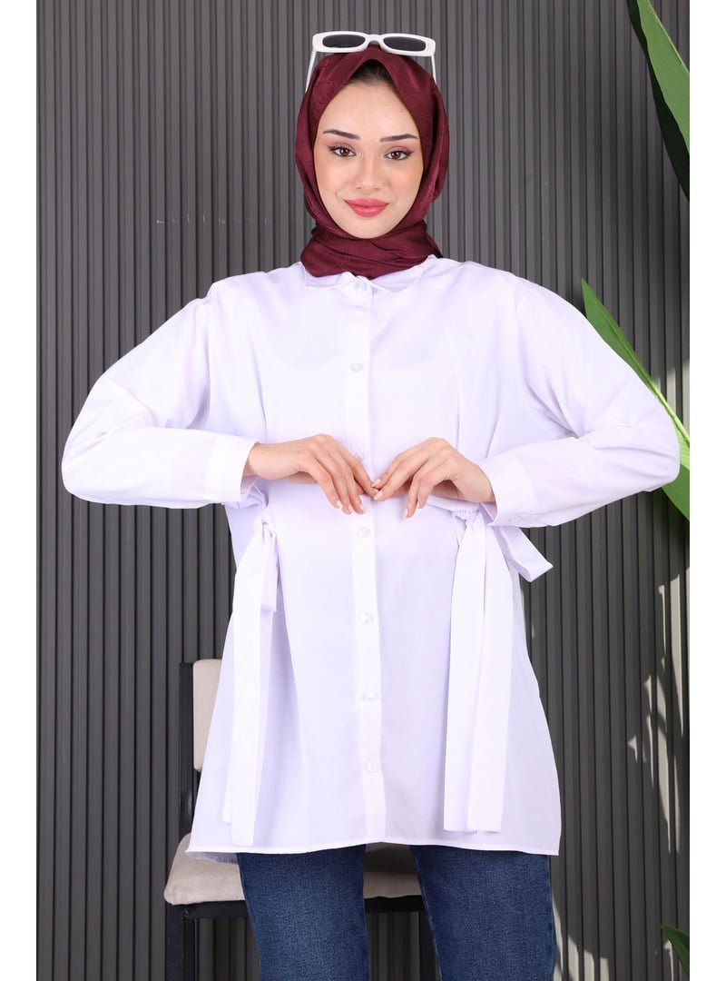 İmaj Butik Beyaz Bel Kuşaklı Tunik