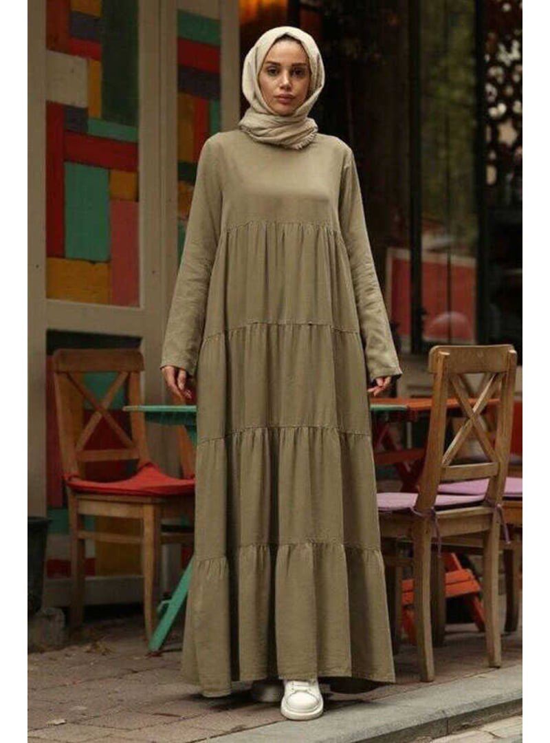 Neways Haki Denim Parça Boya Elbise