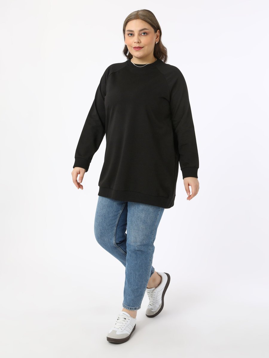 Alia Siyah Büyük Beden Basic Sweatshirt