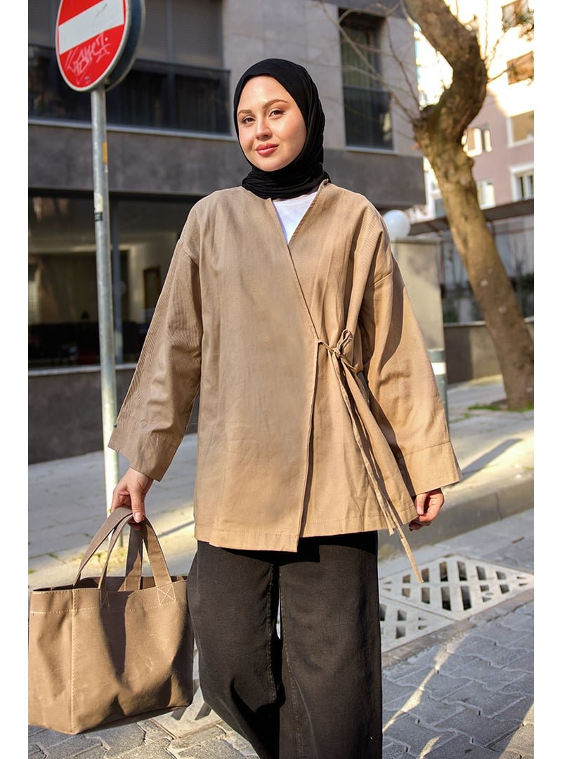 Locco Moda Vizon Yandan Bağlamalı Ceket