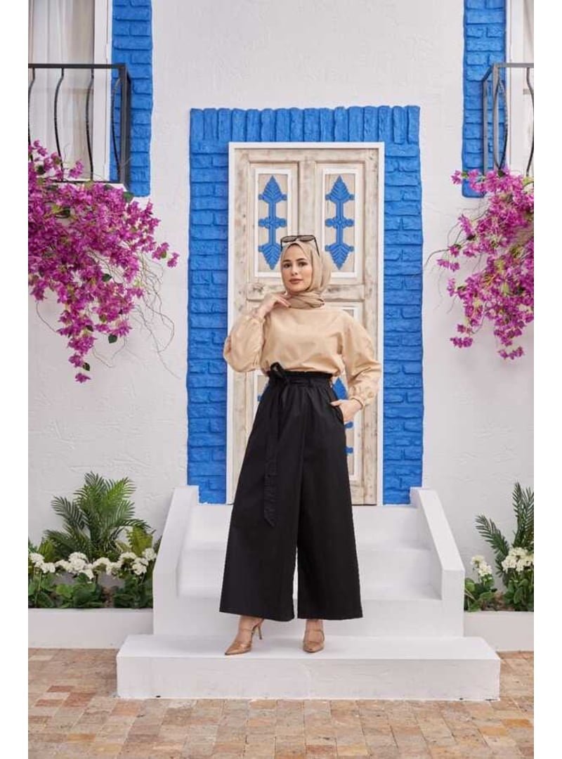 Neways Siyah Denim Lastikli Pantolon Etek