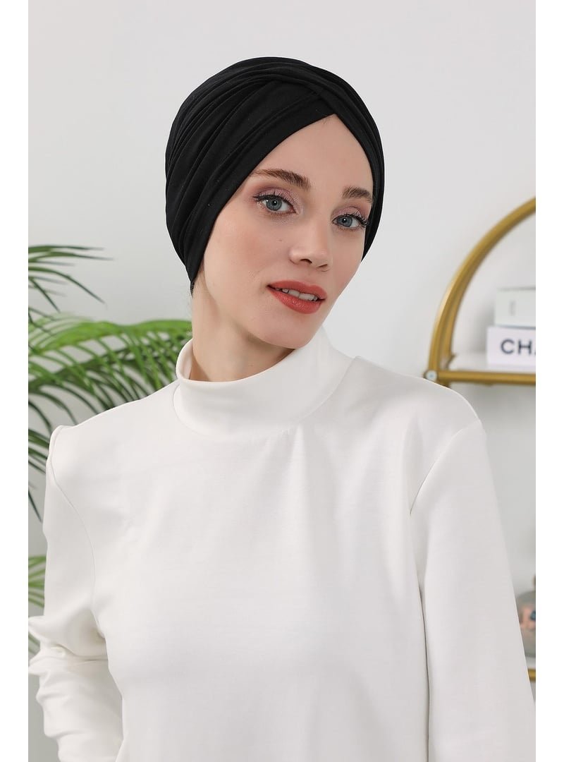 Aisha`s Design 9o Siyah Dört Mevsim Kullanıma Uygun Mihrace Bone,b