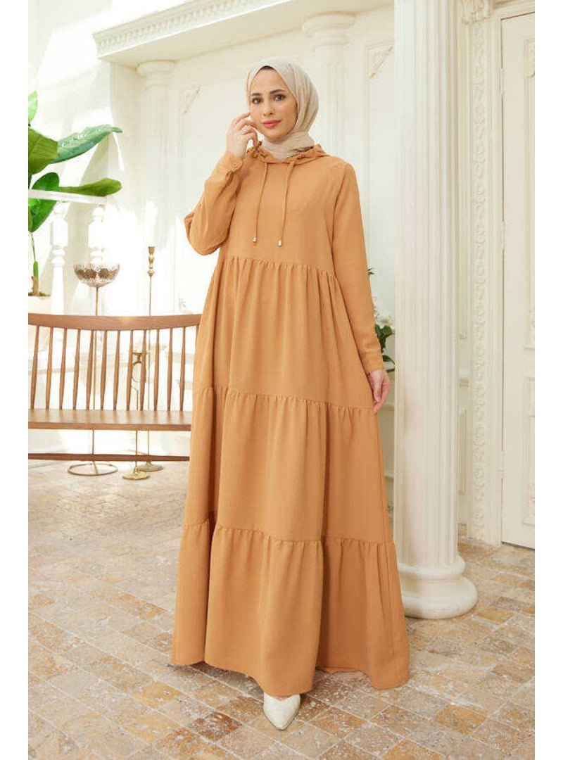Neways Camel Berlin Kapüşonlu Reglan Kollu Elbise