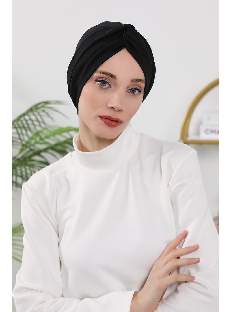Aisha`s Design 4o Siyah Dört Mevsim Kullanıma Uygun Mihrace Bone,b