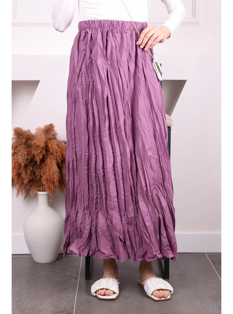 İmaj Butik Gül Kurusu Bel Lastikli Kraş Etek