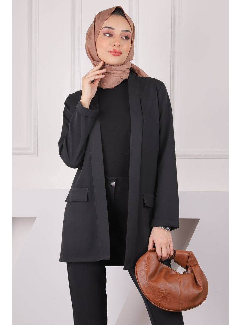 İmaj Butik Siyah Şal Yaka Krep Ceket