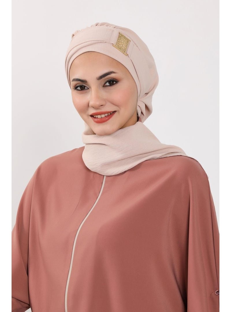 Aisha`s Design 11a Taş Gold Aksesuarlı Aerobin Kumaş Hazır Türban,ht