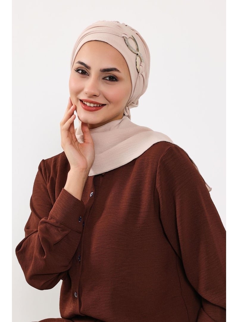 Aisha`s Design Taş Aksesuarlı Aerobin Kumaş Hazır Türban,ht