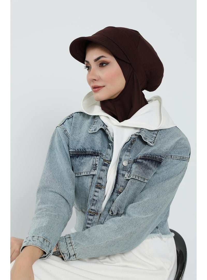 Aisha`s Design Kahverengi Çıkarılabilir Siperlikli Bone,türban,b Aisha`s Design Kahverengi Çıkarılabilir Siperlikli Bone,türban,b