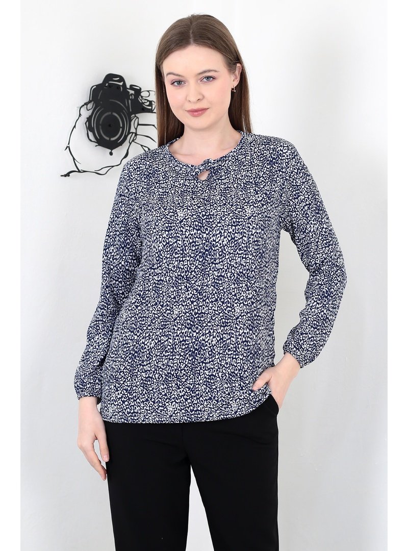 Pelsu Moda Bürümcük Mavi Bağcıklı Yaka