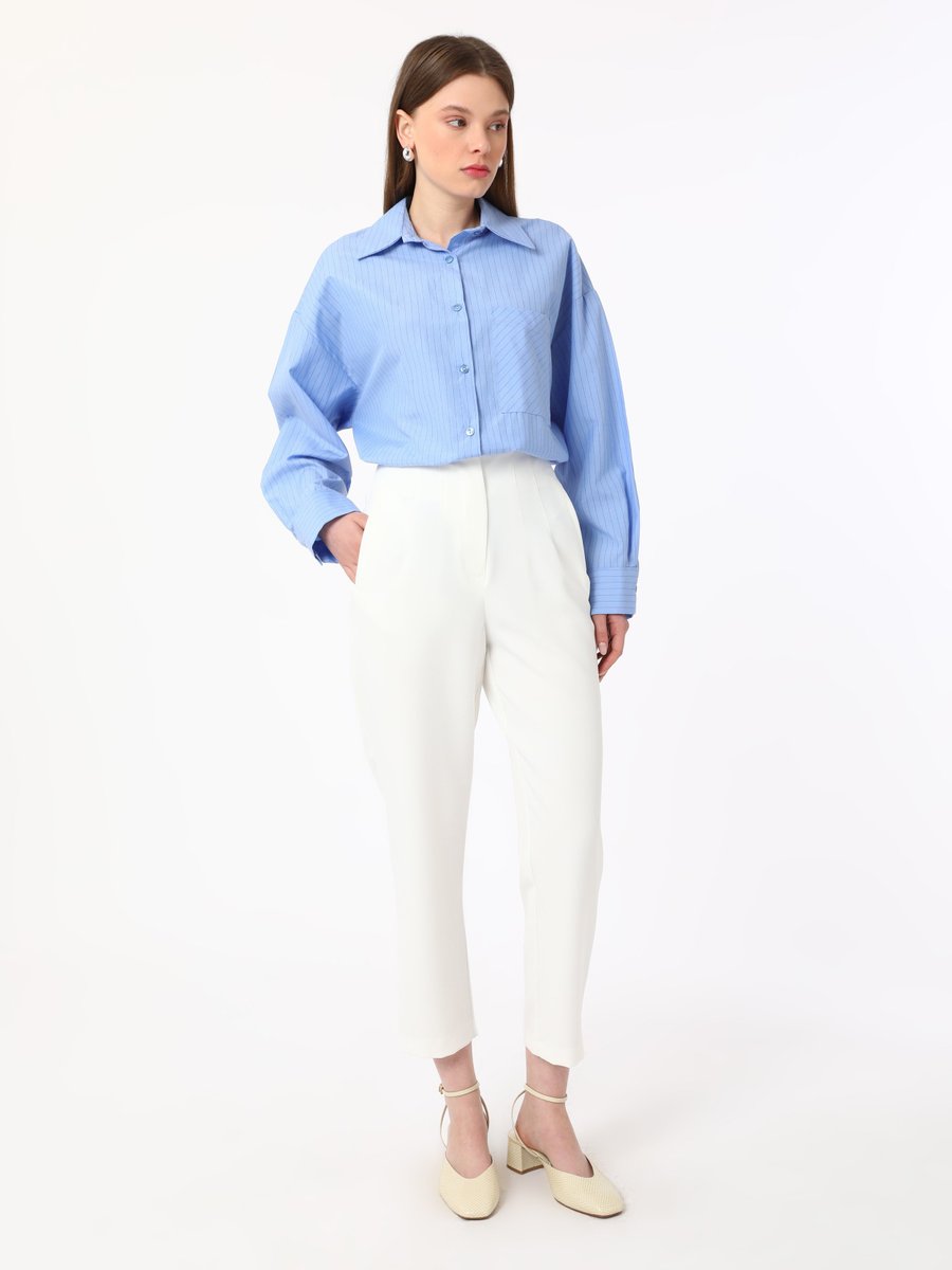 Refka Off White Pens Detaylı Klasik Pantolon