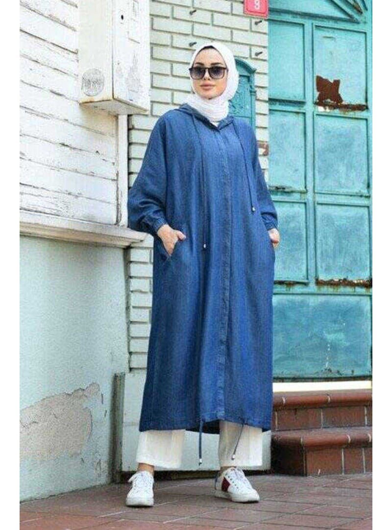 Neways Koyu Mavi Denim Standart Salaş Tunik
