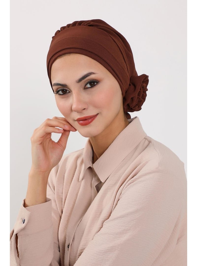 Aisha`s Design Kahverengi Aerobin Kumaş Hazır Türban,ht