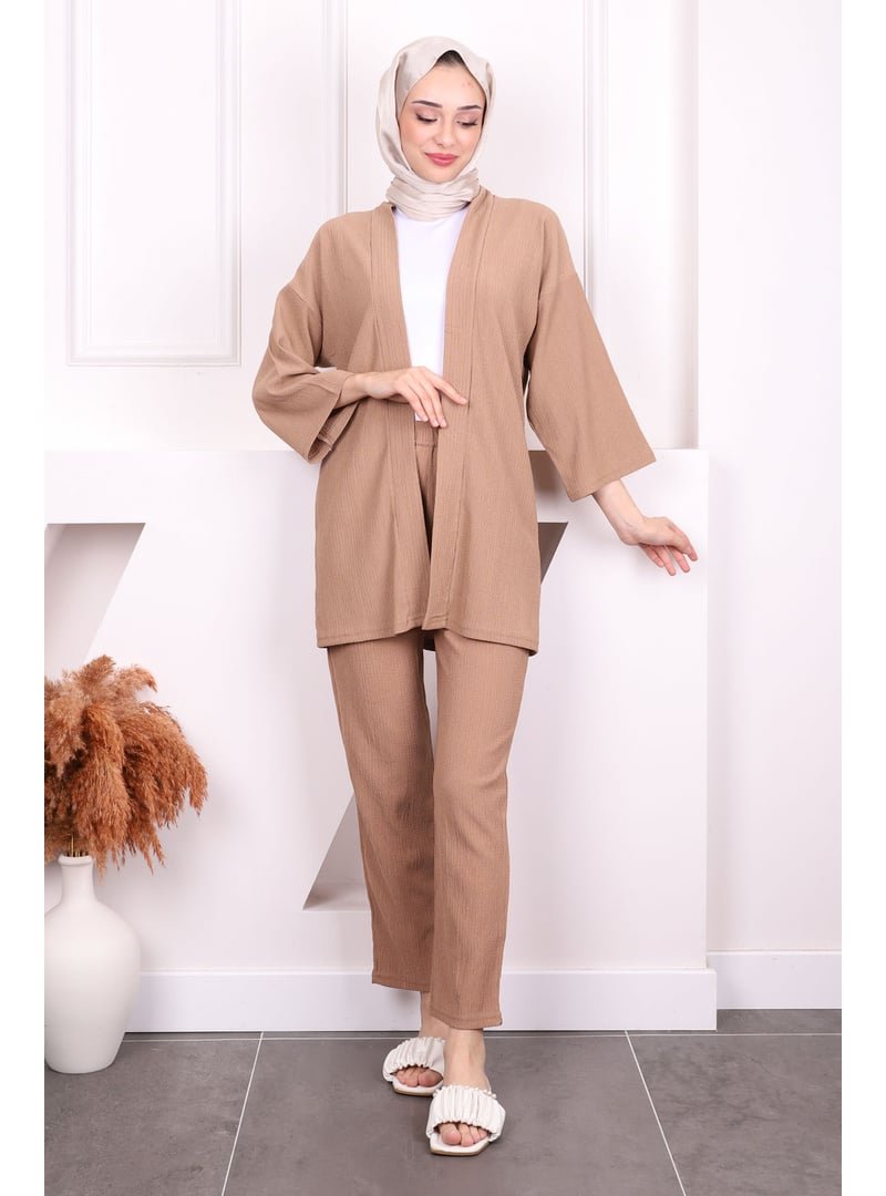 İmaj Butik Vizon Bürümcük Kimono Pantolon Takım