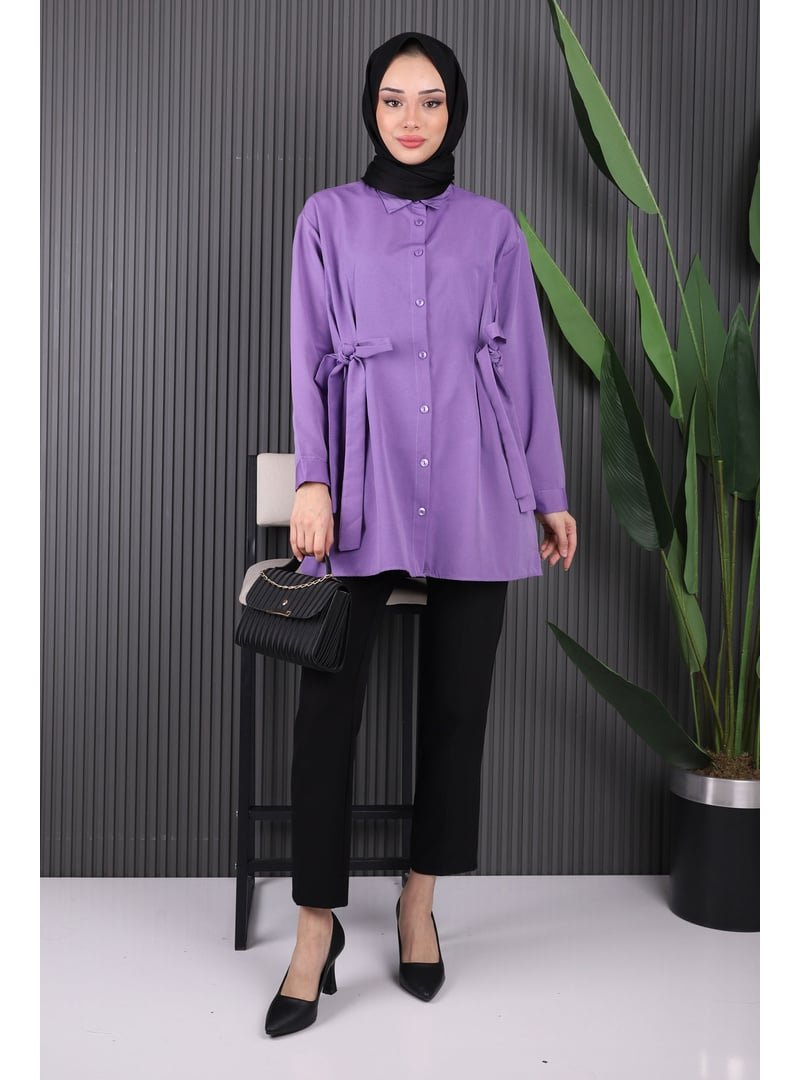 İmaj Butik Mor Bel Kuşaklı Tunik