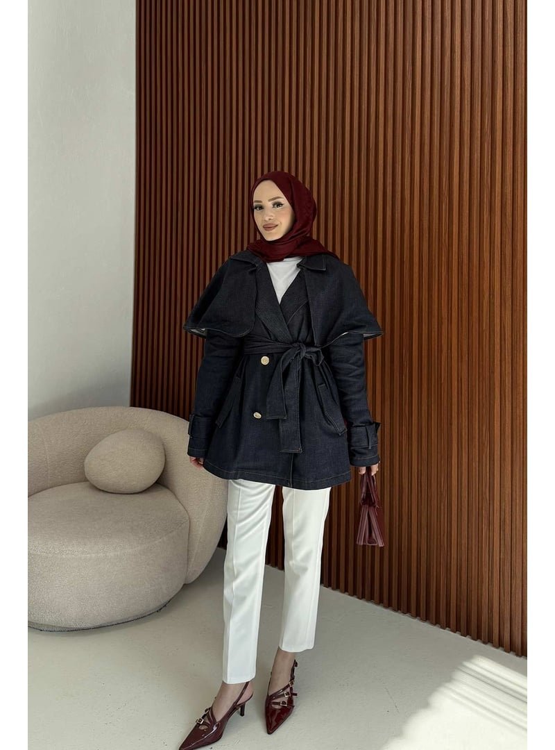 Melike Tatar Lacivert Kot Trench