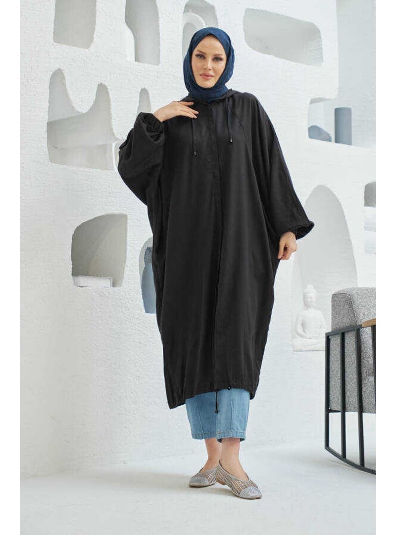 Neways Siyah Denim Parça Boya Yarasa Tunik