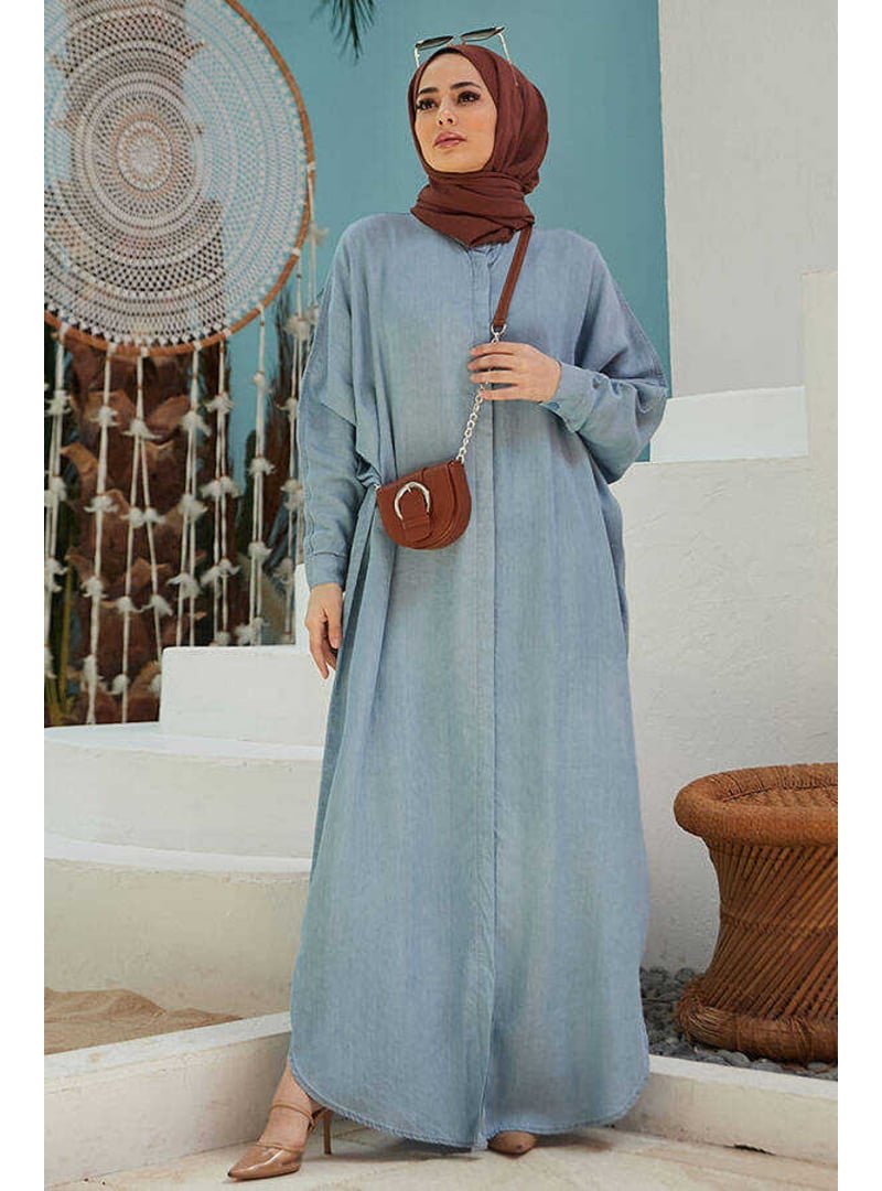Neways Mavi Denim Tensel Abaya