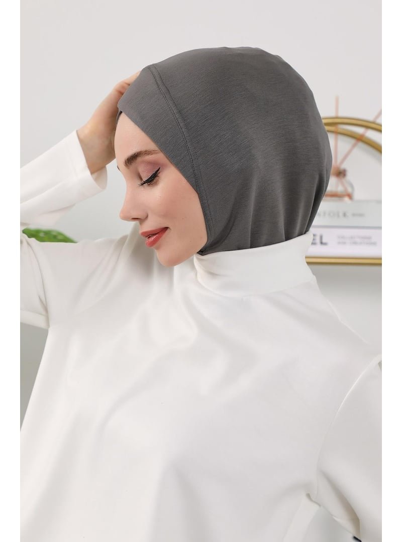 Aisha`s Design 4o Antrasit Dört Mevsim Kullanıma Uygun Önü Çapraz Detaylı Bone,tb