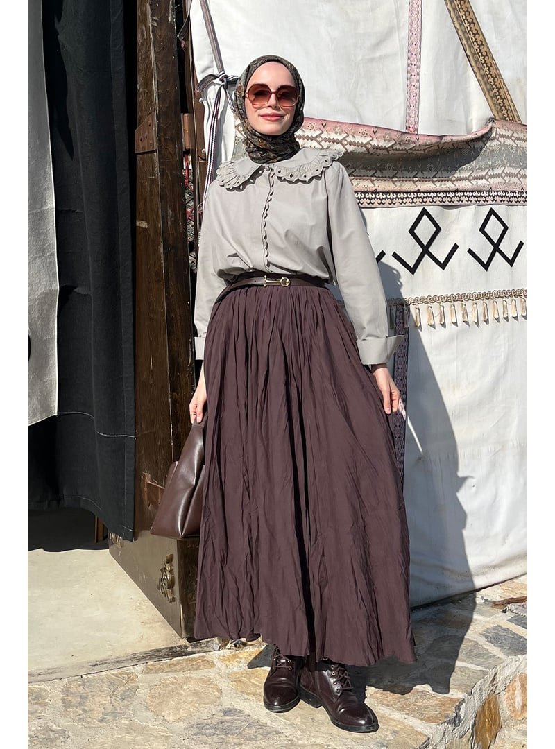 Locco Moda Kahverengi Vual Etek