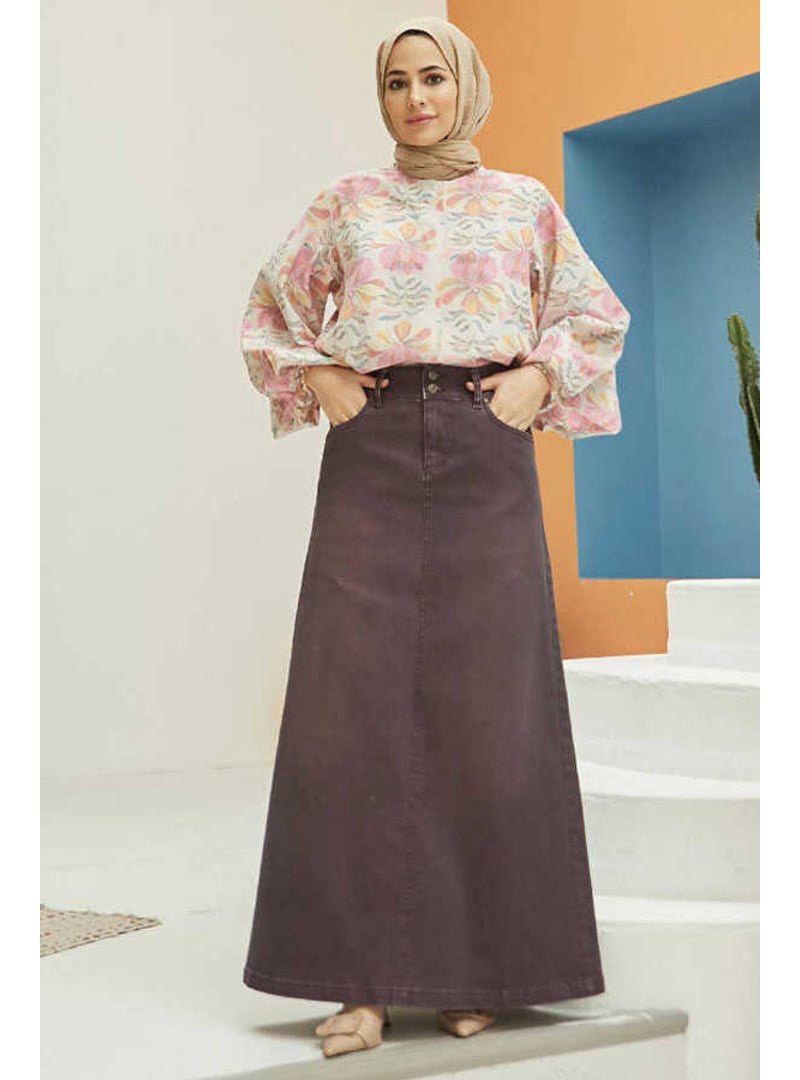 Neways Bordo Denim Klasik Etek Neways Bordo Denim Klasik Etek