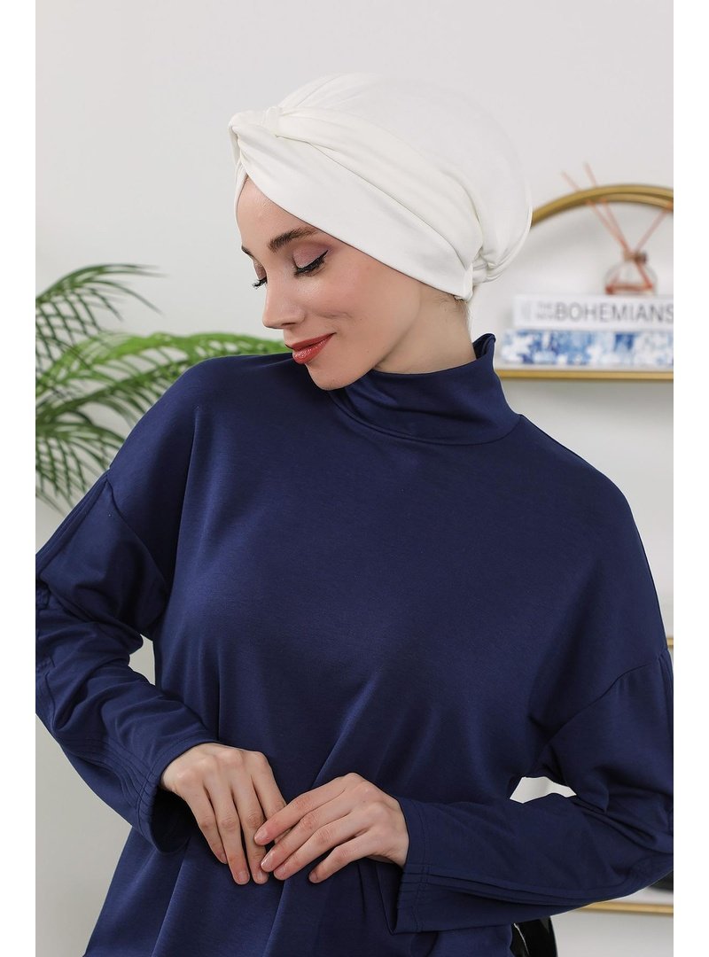 Aisha`s Design 4o Ekru Dört Mevsim Kullanıma Uygun Mihrace Bone,b