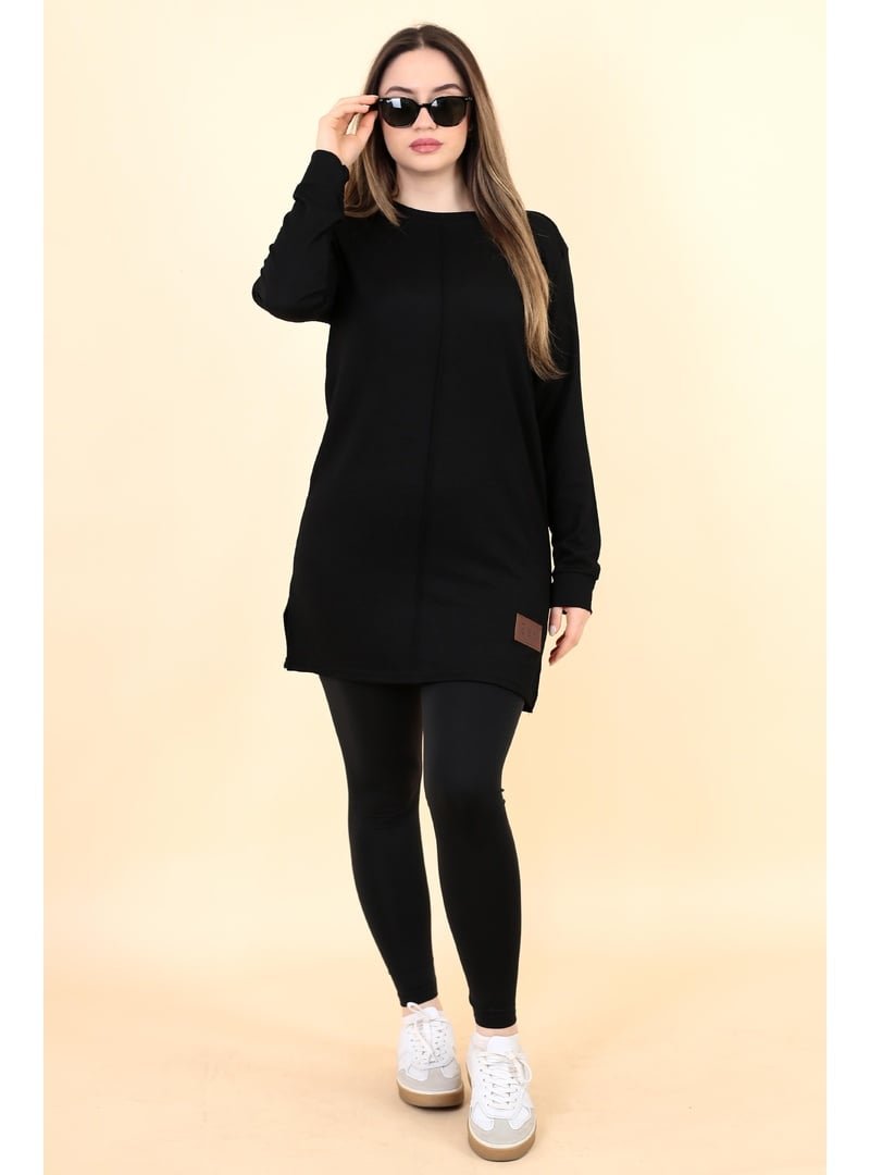 Pelsu Moda Siyah Düz Tunik