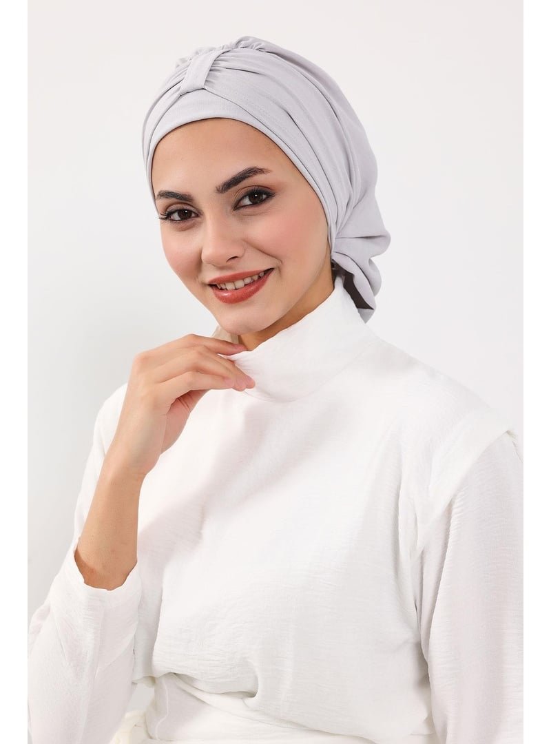 Aisha`s Design Açık Gri Aerobin Kumaş Hazır Türban,ht