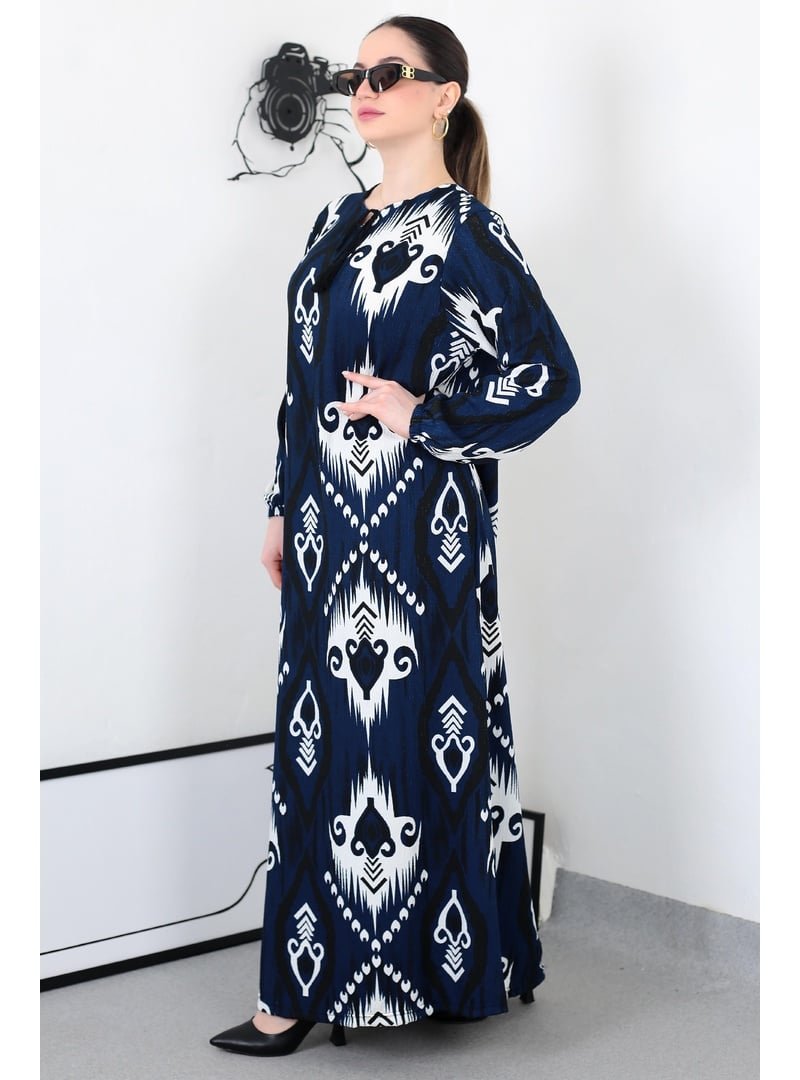 Pelsu Moda Lacivert Boho Püsküllü Battal