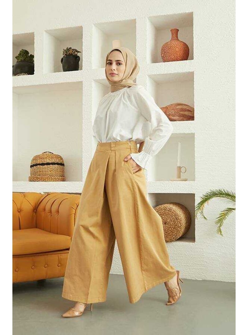 Neways Bej Denim Parça Boya Pantolon Etek