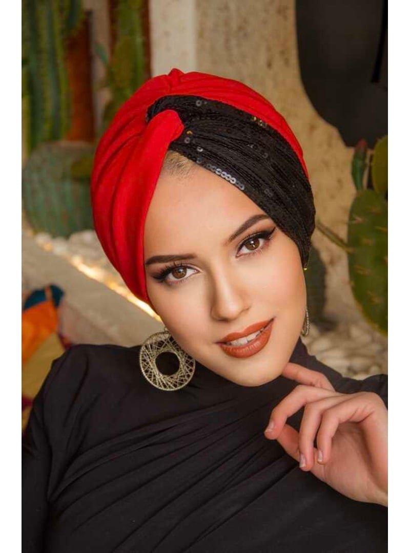 AİŞE TESETTÜR Payetli Burgu Model Dolgulu Abiye Bone